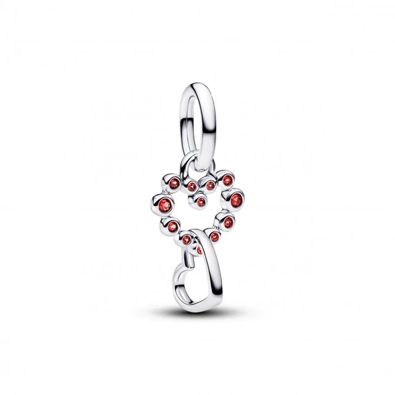 Pandora  - Összefonódó szívek és vörös kövek függő charm - 794435C01